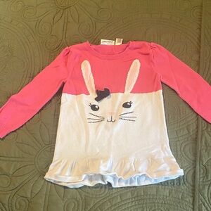 Pink and White Bunny Sweater Dress